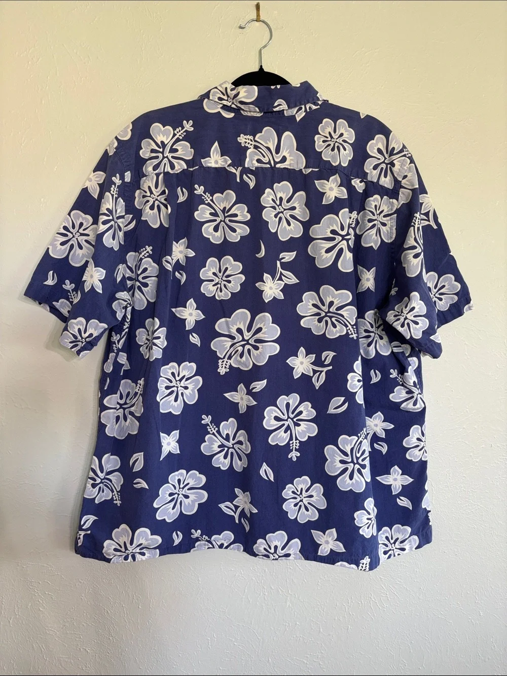 Lands' End Navy Hawaiian Floral Shirt